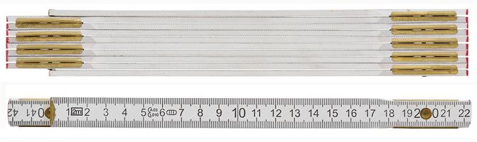 Leseni meter, bele barve, 2m, dupleks-skalirano P10, Z53020501
