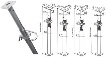 Stropni podpornik razred D 303-550cm, pocinkan, v skladu z EN1065 P36, ZCD55EZ