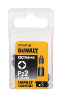 Bit nastavki PZ2 x 25mm EXTREME® IMPACT TORSION DEWALT® 5kos/paket, ZDT7387T-QZ