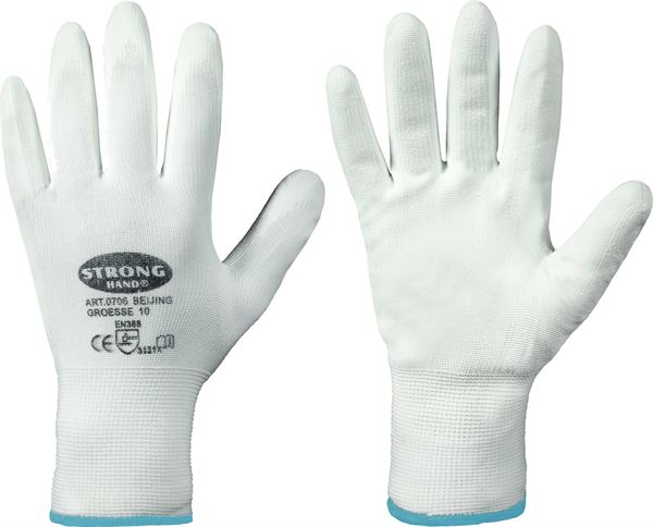 Rokavice CLASSIC BEIJING STRONGHAND®, bele, EN388, vel. 8, P240, Z070608