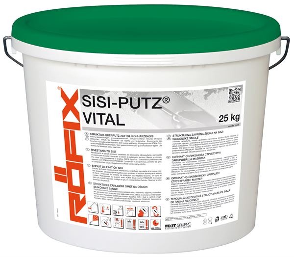 Silikonharz-Silikat-Putz SiSi RÖFIX VITAL, Kratz 2,0mm farbig PK I-II 25kg/Kübel, Z1071012