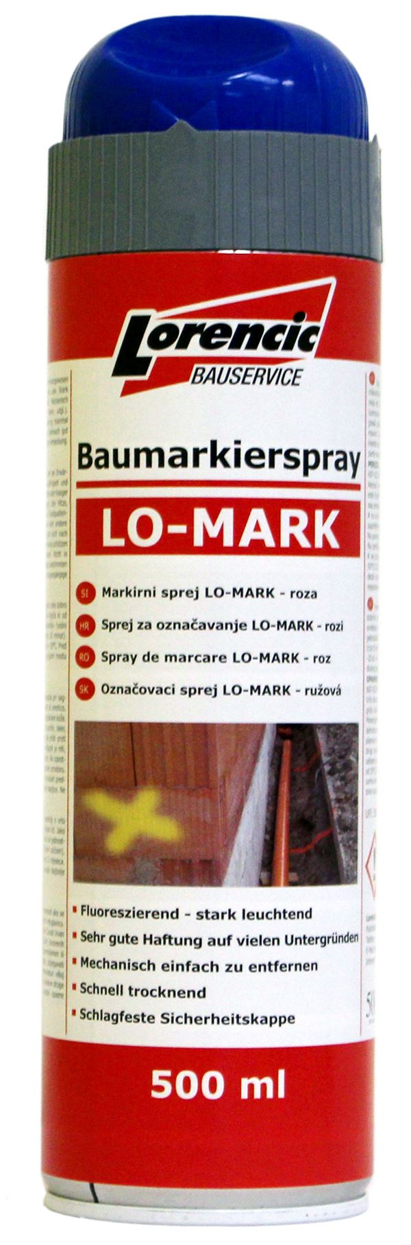 =§= Markirni sprej LO-MARK moder 500ml 12kos/kart 75kart/pal, Z241619LO