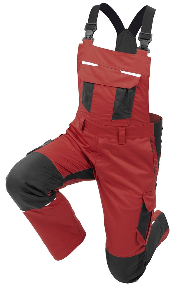 Latzhose QUALITEX IND, rot/anthrazit, 250 g/m², Gr. 58, Z41014-RALH58