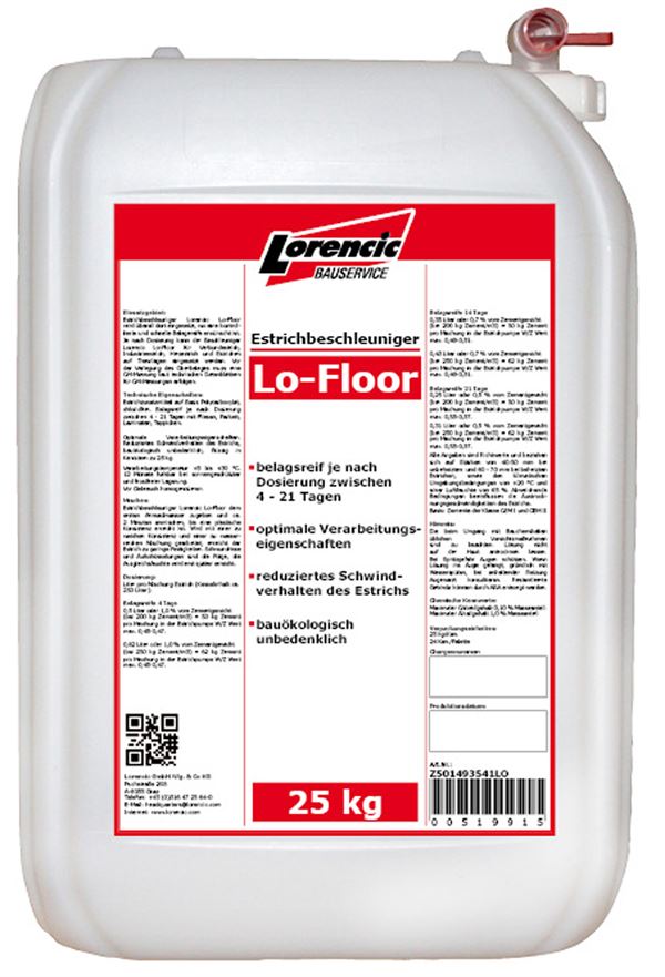 Pospeševalec zorenja estriha LORENCIC Lo-Floor 25kg/kan.-24kan./pal., Z501493541LO