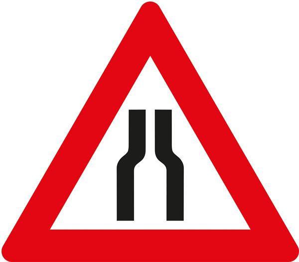 Prometni znak §50/8A, 700/1,5mm, Zožanje vozišča obojestransko, Z50/8A-700
