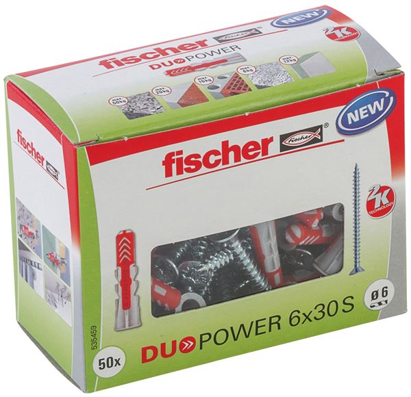Universaldübel DUOPOWER 6 x 30 S DIY m. Schraube 50Stk/Pack 50Pack/Kart 12Kart/Pal, Z535459