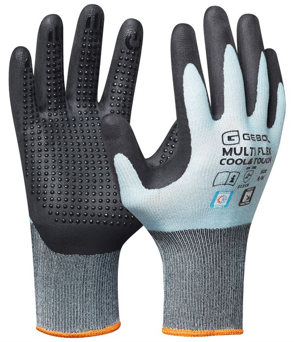 Montagehandschuh MULTI FLEX COOL&TOUCH, hellblau/schwarz, EN388+407, Gr. 9, VPE12/72, Z709377T