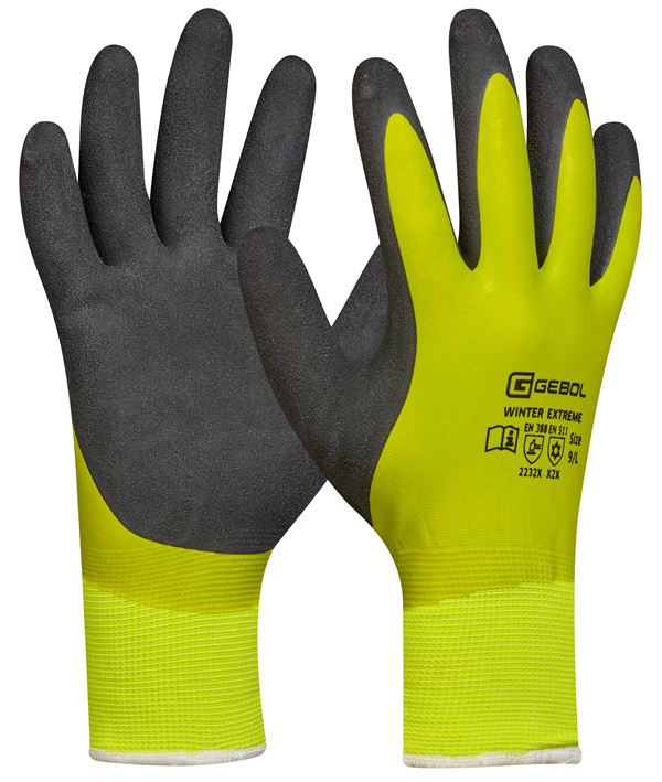Handschuh WINTER EXTREME, gelb/schwarz, doppel beschichet, EN388+511, Gr. 11, VPE6/36, Z709383