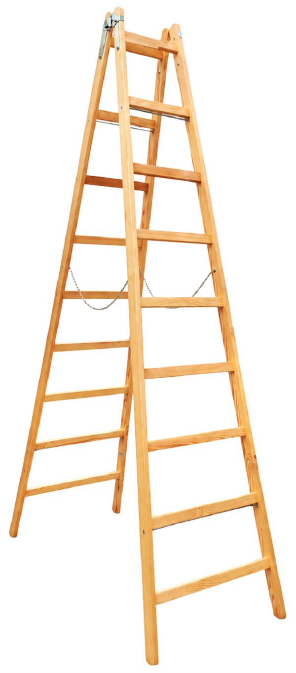 Holzleiter 9 Sprossen 2,85x0,72x0,135m ÖNORM EN 131, Z9-1