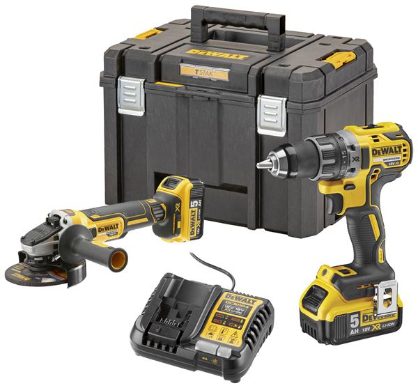 =81= Akku-Bohrschrauber-Winkelschleifer-Set DEWALT® DCK2020P2T 18V 5,0Ah Li-Ion, 2 Akkus, ZDCK2020P2T-QW