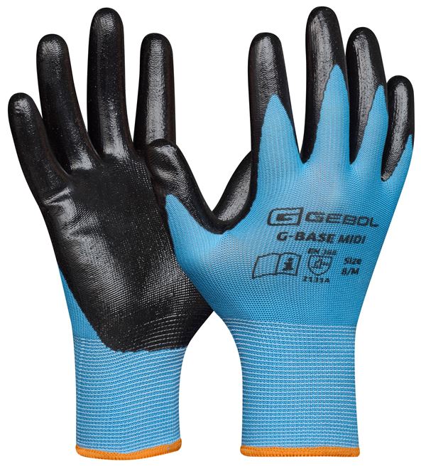 Handschuh G-BASE MIDI, blau/schwarz, 13G Polyester-Strick, EN388, Gr. 8, VPE12/120, ZEP76000708