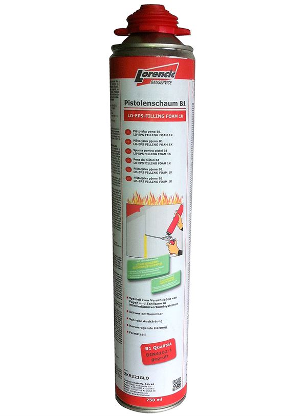 Protipožarna pištolska pena B1 LO-EPS-FILLING-FOAM 1K 750ml 12kos/kart 64kart/pal, ZKR2211GLO