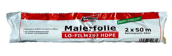 Pleskarska folija LO-FILM250 HDPE 2x50m, širina 50cm 10rol/kart 28kart/pal., ZLOFILM250